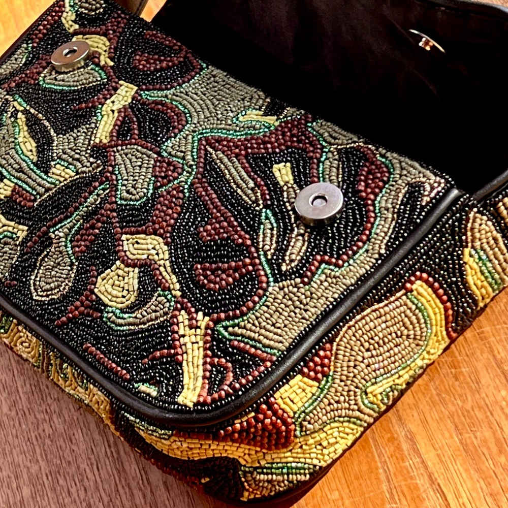 🌺🎉HP🎉🌺 NWOT Staud Beaded Tommy Shoulder Bag Tropical Camo 🌟Rare Find🌟 - Picture 8 of 16